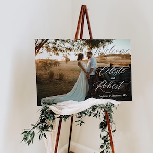 Landscape Photo Welcome Sign, Editable Wedding Welcome Board With Photo, Instant Download, Printable Welcome To Our Wedding, Templett, C71