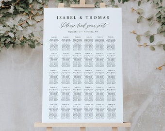 Modèle de plan de salle de mariage, panneau de table de mariage minimaliste, affiche de plan de salle moderne, plan de salle classique, Templett formel C89