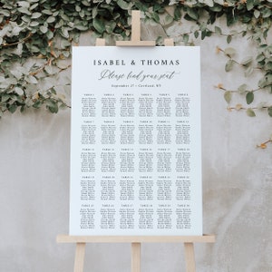 Wedding Seating Chart Template, Minimalist Wedding Seating Board Sign, Modern Seating Chart Poster, Classic Seating Plan Formal Templett C89 image 1