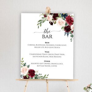 Bar Menu Sign Template, Instant Download, the Bar Sign, Bar Menu ...