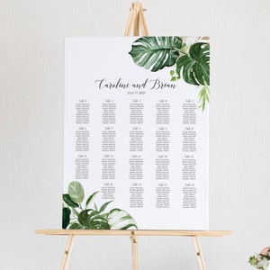 Tropical Wedding Seating Chart Template, Destination Wedding Seating Chart Board, Seating Chart Poster, Seating Plan, Editable Template, C36