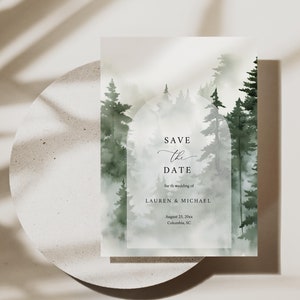 Forest Save The Date Template Pine Tree Save Our Date Card Editable Outdoor Save The Date Mountain Save The Day Invite Lakeside Templett C91