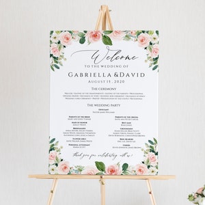 Boho Wedding Program Poster, Large Wedding Program Template Download, Editable Wedding Poster, Printable Ceremony Program, Templett, C9