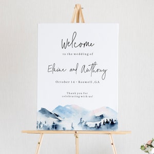 Mountain Welcome Wedding Sign Template, Wilderness Welcome To Our Wedding, Editable Wedding Sign, Printable Welcome Sign, Templett, C47