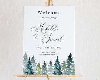 Forest Welcome Sign Template, Editable Wedding Welcome Sign, Wilderness Welcome To Our Wedding, Printable Welcome Sign, Templett, C48