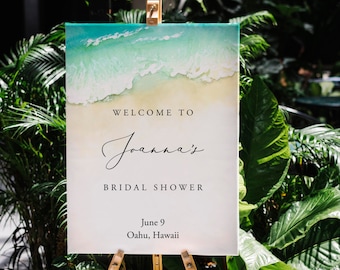 Beach Bridal Shower Welcome Sign Template, Instant Download, Seashore Welcome Sign, Printable Ocean Welcome Sign, Summer Shower Templett C56