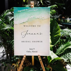 Beach Bridal Shower Welcome Sign Template, Instant Download, Seashore Welcome Sign, Printable Ocean Welcome Sign, Summer Shower Templett C56