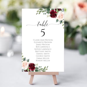 Modelo de gráfico de assentos de casamento, cartões de assentos totalmente editáveis, placa de gráfico de assentos, modelo de gráfico de assentos, download instantâneo, Templett, C6