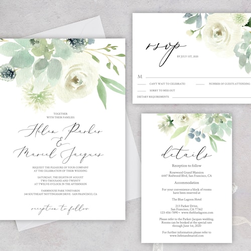 Succulent Wedding Invitation Template Printable Wedding - Etsy