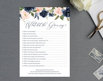 Editable What Did The Groom Say, Printable Bridal Shower Games, What Did He Say About His Bride, Bachelorette Party Game, Templett, C24