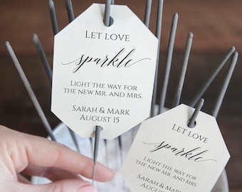 Darling Souvenir Personalized Fancy Frame Paper Tags Wedding Sparklers Let Love Sparkle Custom Hang Tags-White-100 Tags