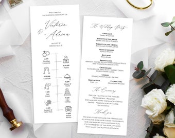 Classic Wedding Timeline Template Download, Printable Wedding Timeline Program, Instant Download, Editable Order Of Events, Templett, C34