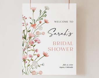 Boho Bridal Shower Welcome Sign Wildflower Welcome Poster Template Printable Floral Welcome Board Summer Meadow Flower Sign Templett C101