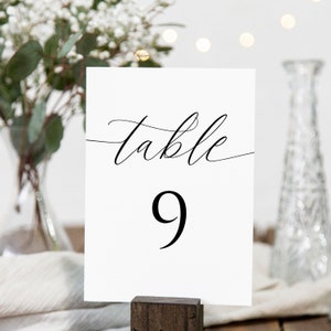 Minimalist Wedding Table Number Template, Editable Table Numbers, Classic Printable Table Number Cards, Modern Table Card, Templett, C71