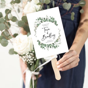 Eucalyptus Fan Program Template, Printable Ceremony Template, Editable Order Of Ceremony Foliage, Greenery Wedding Program, Templett, C40