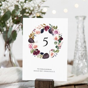 Printable Table Number Template, Instant Download, Editable Table Numbers, Fig, Fruit Table Number Cards, Banquet Numbers, Templett, C35