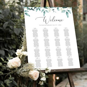 Eucalyptus Wedding Seating Chart Template, Editable Wedding Seating Chart Board, Editable Seating Chart Poster, Seating Plan, Templett, C31