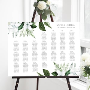 Landscape Seating Chart Template, Editable Wedding Seating Chart Board, Printable Seating Chart Poster, Greenery Seating Plan, Templett, C39