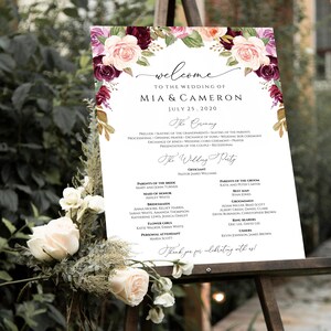 Boho Wedding Program Board, Large Wedding Program Template Download, Editable Wedding Poster, Printable Ceremony Program Poster Templett C29