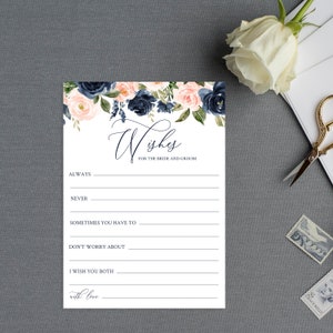 Deseos editables para los novios, tarjeta de consejos de boda imprimible, plantilla de deseos para los recién casados, juego de despedida de soltera, Templett, C24