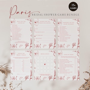 Paris Themed Bridal Shower Game Bundle French Inspired Bridal Shower Game Package Paris Game Set Wedding Shower Game Template Templett, C119