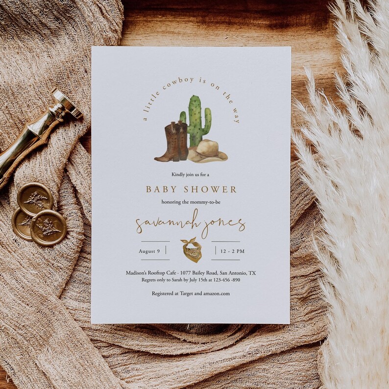 Cowboy Baby Shower Invitation Template Wild West Baby Shower Etsy