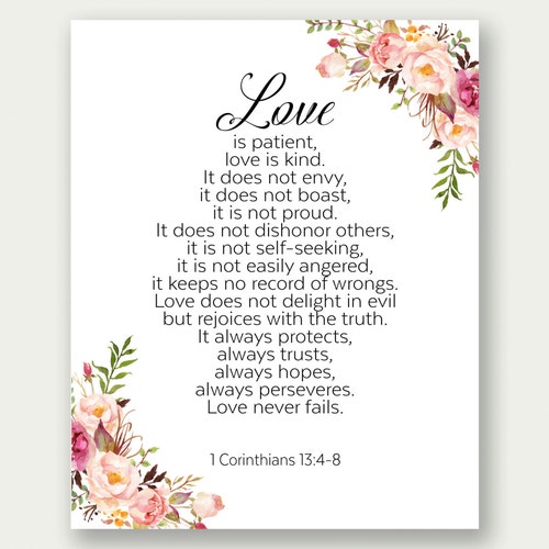Love is Patient Love is Kind 1 Corinthians 1348 Bible Etsy