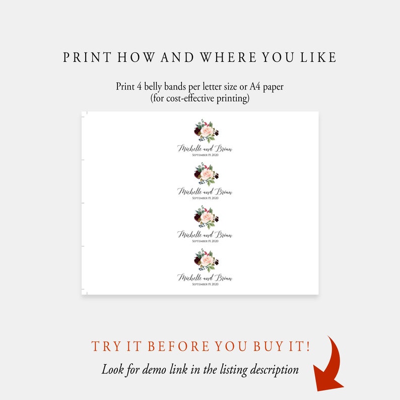Wedding Belly Band Template Editable Belly Band Printable - Etsy