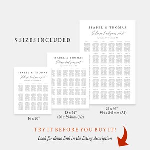 Wedding Seating Chart Template, Minimalist Wedding Seating Board Sign, Modern Seating Chart Poster, Classic Seating Plan Formal Templett C89 image 5