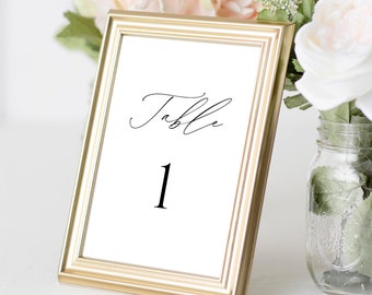 Classic Wedding Table Number Download, Editable Table Numbers, Printable Table Number Cards, Minimalist Table Card Template, Templett, C34