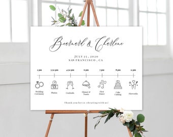 Order Of Events Poster, Wedding Timeline Template Download, Printable Timeline, Wedding Day Timeline, Simple Wedding Itinerary, Templett C16