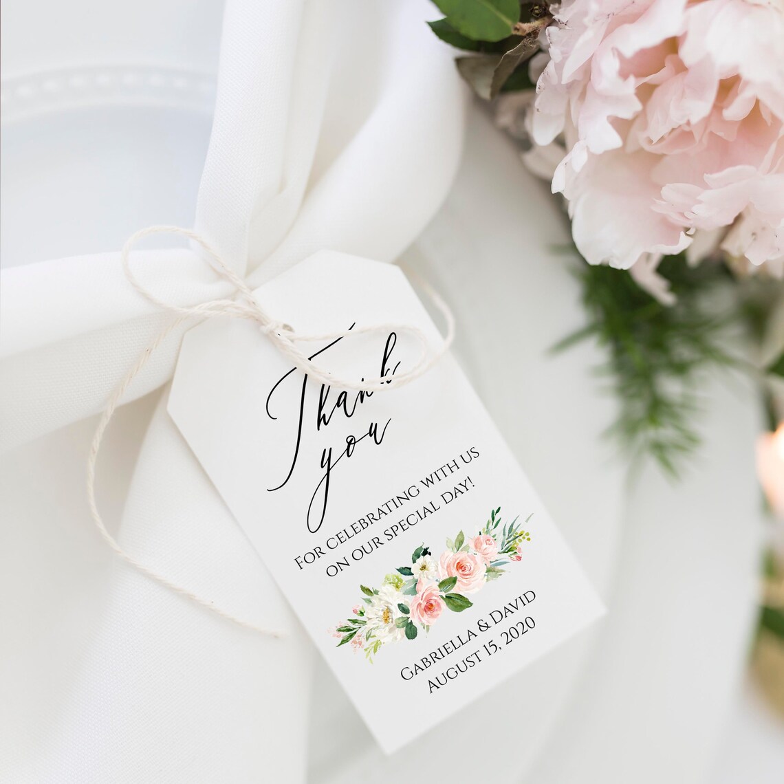 Wedding Thank You Tag 100% Editable Text Printable Thank You | Etsy