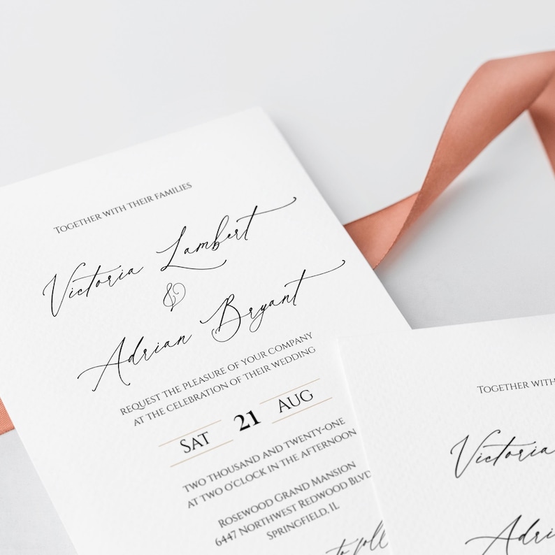 Classic Wedding Invitation Template Editable Wedding Invite Templett Calligraphy Invitation Set Printable Wedding Invitation Suite C34 Paper Paper Party Supplies