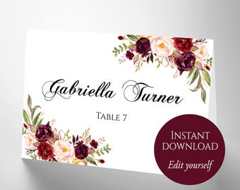 席札、結婚式の席札、席札テンプレート、PDF テンプレート、DIY 席札、エスコート カード、座席指定カード、マルサラ名刺