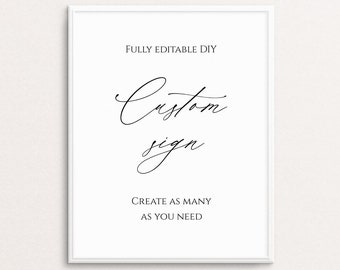 Classic Custom Wedding Sign Template, Self-Editable Sign, Printable Wedding Signs, Modern Wedding Sign, Minimalist Sign, Templett, C34