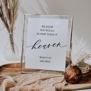 If Heaven Wasn&#39;t So far Away Sign Minimalist In Loving Memory Sign Template Wedding Memorial Sign Modern Remembrance Sign Templett, C93