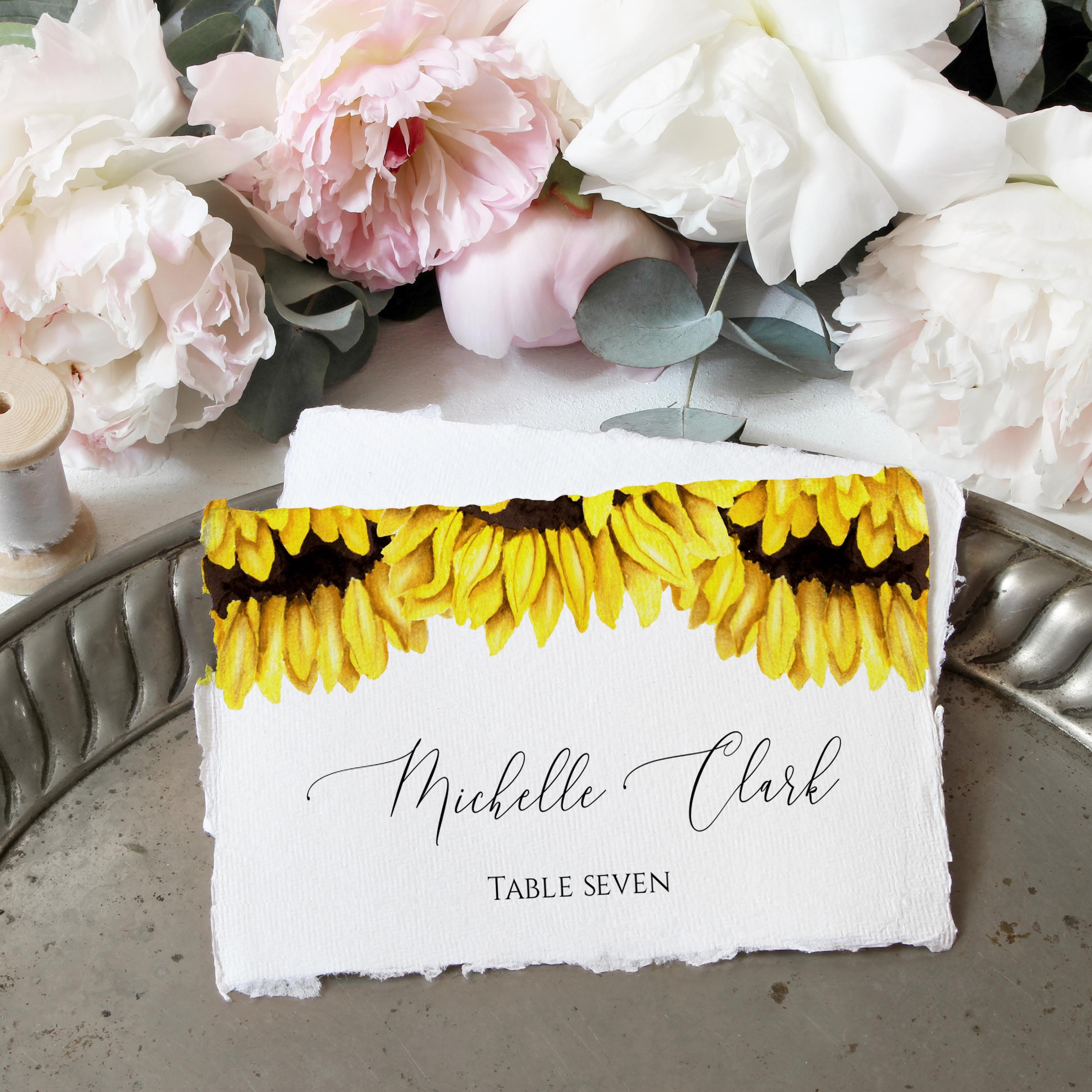 Sunflower Place Cards Printable Place Cards Wedding Editable Etsy