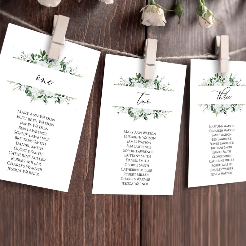 Greenery Seating Chart Template, Editable Seating Cards, Seating Chart Sign, Wedding Seating Chart Template, Instant Download Templett C39 image 1
