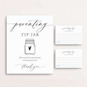 Cartes et enseignes de conseils parentaux Modèle de jeu de baby shower de conseils modernes pour les futurs parents, Templett, C93