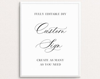 DIY Classic Custom Wedding Sign Template, Self-Editable Sign, Printable Wedding Signs, Modern Wedding Sign, Minimalist Sign, Templett, C60