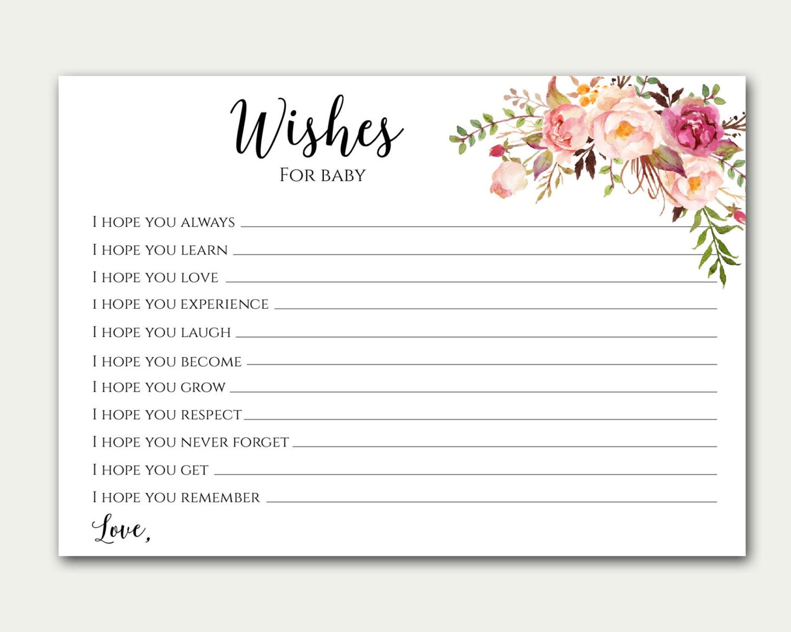 Wishes for Baby Baby Shower Printable Wishes for Baby - Etsy