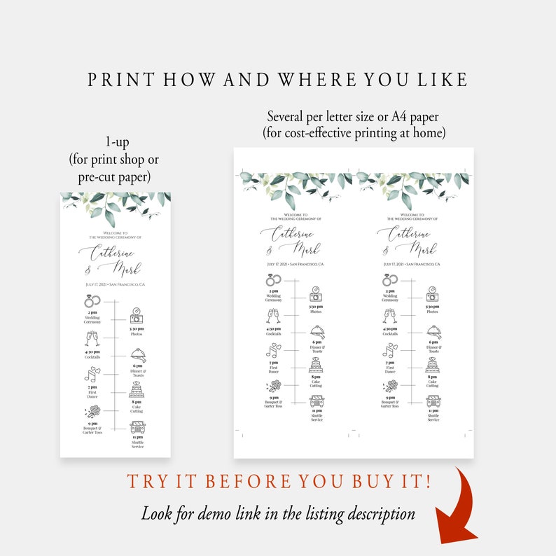 Download Printable Order Of Ceremony Templett C31 Editable Printable Ceremony Template Eucalyptus Wedding Timeline Template Leaves Wedding Program Paper Party Supplies Invitations Announcements Kromasol Com