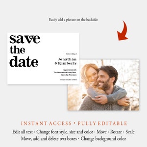 Editable Save The Date Template Download, Vintage Save The Date Cards, Printable Save Our Date Simple, Minimalist Save The Day, Templett image 3