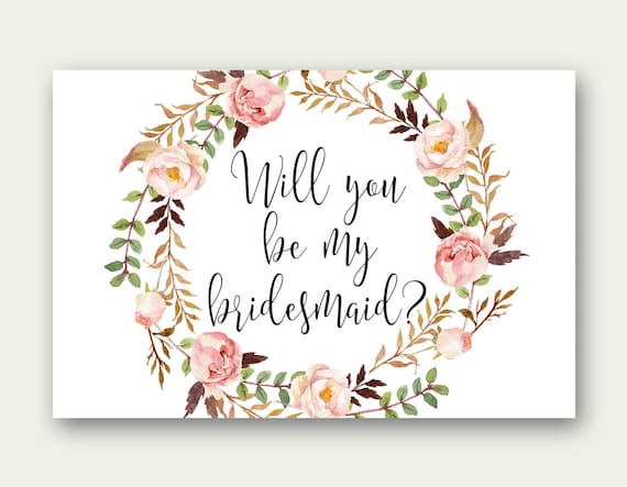 Bridesmaid Printable Will You Be My Bridesmaid Bridesmaid | Etsy