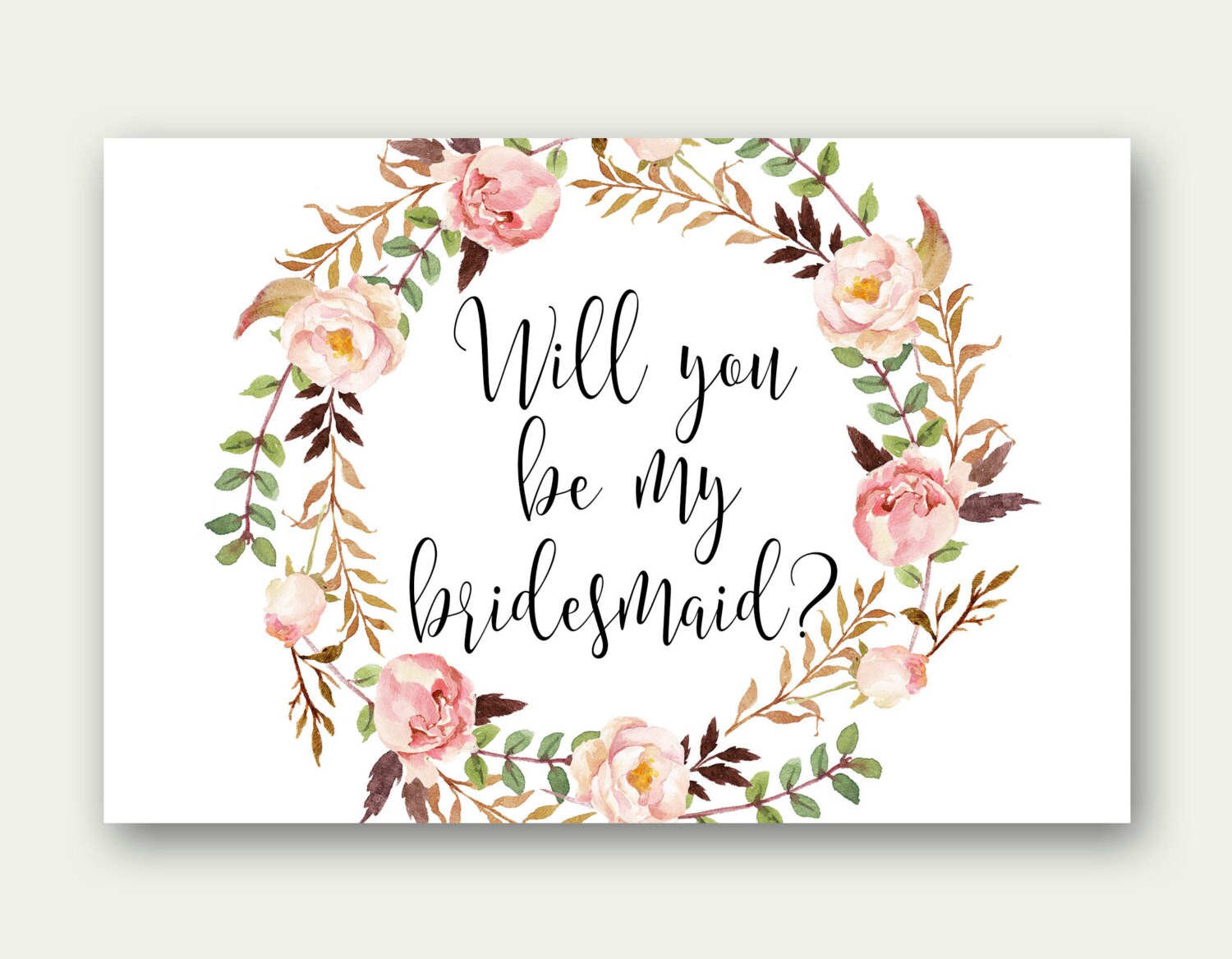 Bridesmaid Printable Will You Be My Bridesmaid Bridesmaid Etsy