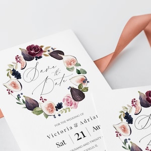 Boho Save The Date Vorlage Download, sofortiger Download, bearbeitbare Feige Save The Date Karten, bedruckbar Save The Date lädt DIY ein, Templett C35