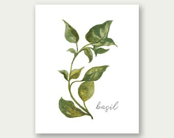 Herbs Printable, Basil Printable, Herbs Wall Art, Herbs Print, Basil Art, Basil Print, Basil Poster, Kitchen Printable, Kitchen Print