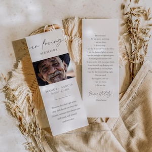 celebration of life
memorial keepsake
obituary bookmark
obituary keepsake
funeral favor ideas
funeral favor