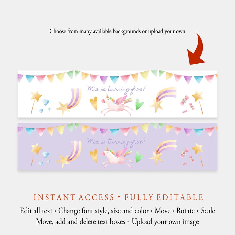 Unicorn Bottle Wrap Download Unicorn Birthday Templett C58 Unicorn Water Bottle Label Template Printable Magical Unicorn Party Decoration