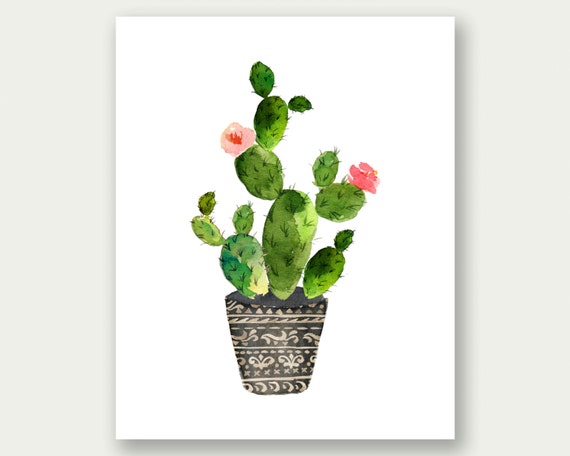 Cactus Print Cactus Printable Cactus Wall Art Botanical Etsy